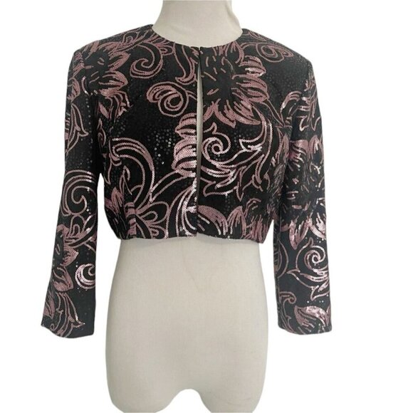Alex Evenings Size 6  Embellished Jacket Top Crop Long Sleeve Party Cocktail - Picture 1 of 5